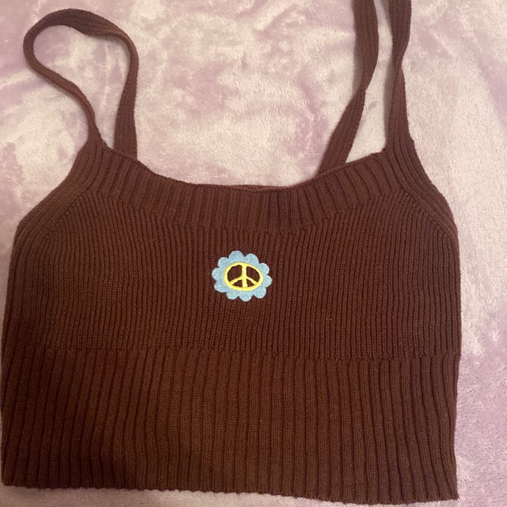 Brown Knit Tank Top